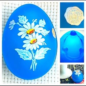 Westmoreland Glass Box Trinket Frosted Blue Mist 1970s